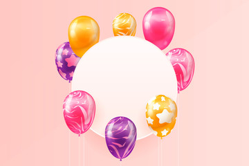 realistic ballons with white banner