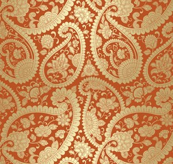traditional paisley floral pattern , textile , Rajasthan, India	