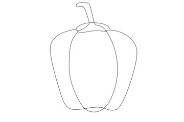 One continuous line drawing of bell pepper. Healthy eating concept. Modern single line. Design vector illustration.