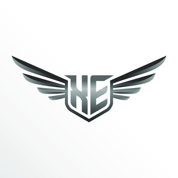 recommend clip art: Initial Letter XE with Wings