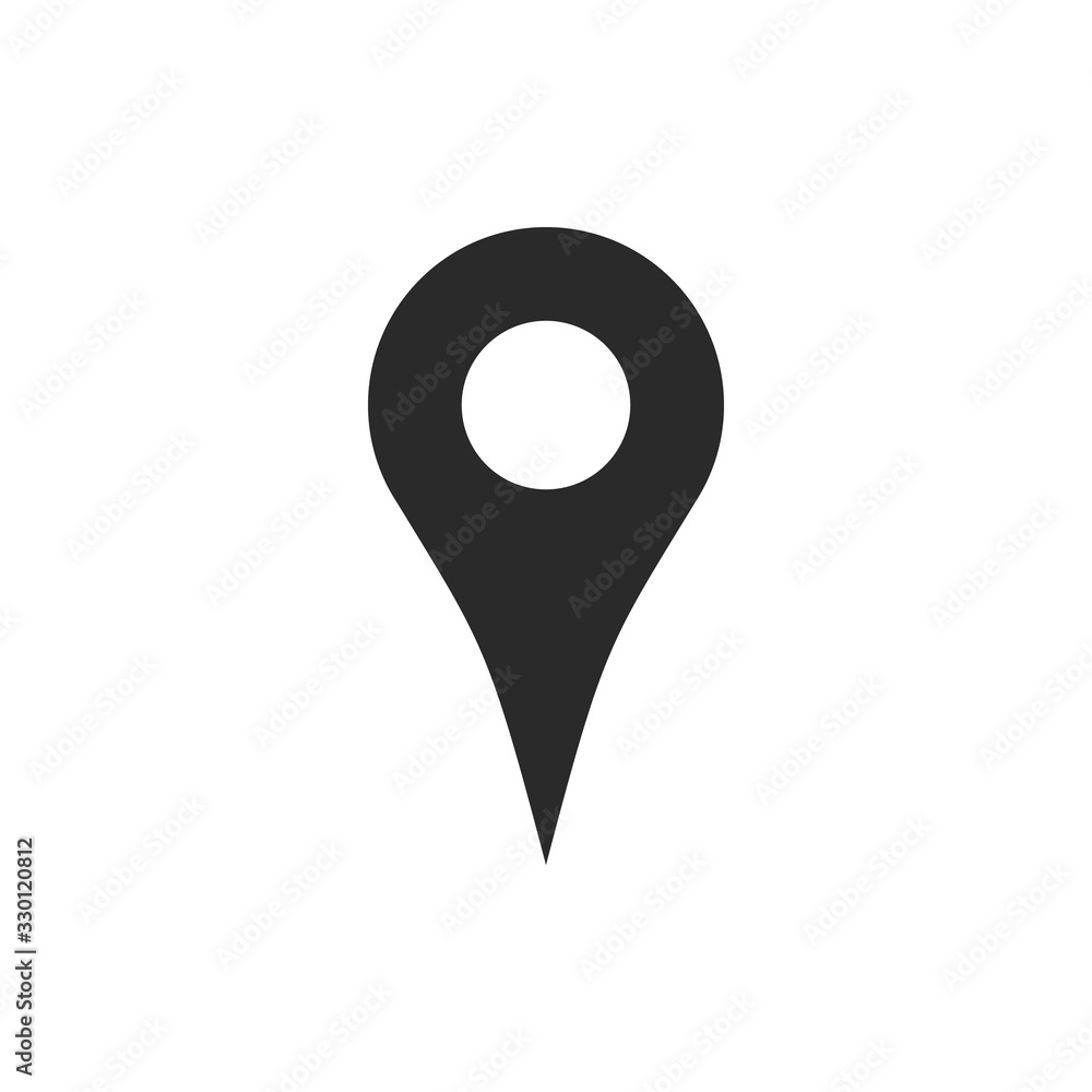Poster 16 map pins sign location icon with ellipse gray gradient shadow in flat simple style.