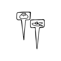 Black and white image of name plates. Vector illustration. Hand-drawn doodle for design, web, icons.