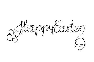 Easter handwritten inscription. Linear drawing of the phrase. Vector illustration.