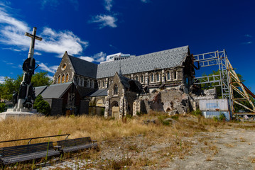 Earthquake-damaged Christchurch Cathedral, New Zealand - obrazy, fototapety, plakaty