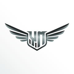 Initial Letter YM with Wings