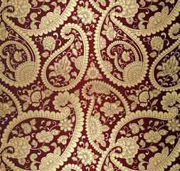 traditional paisley floral pattern , textile , Rajasthan, India	