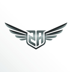 Initial Letter ZA with Wings