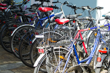Fototapeta na wymiar Austria, Graz, 03/13/2020. Bicycles in the city.