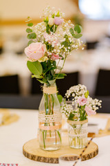 Details of a luxurious floral arrangement of a wedding or ceremony
