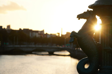 A view along the quays in Dublin City, Ireland