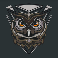illustration of brown owl suitable for design used apparel, frame, etc.