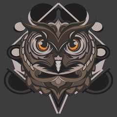 illustration of brown owl suitable for design used apparel, frame, etc.