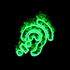 The symbol assistive listening systems burns in green fire