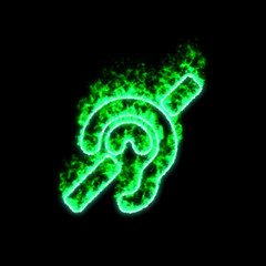 The symbol deaf burns in green fire