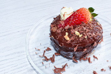 chocolate cake with strawberries