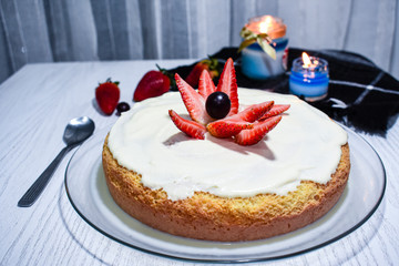 cake and candles postre 
