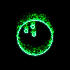 The symbol bowling ball burns in green fire