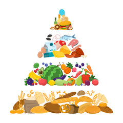 Food pyramid vector isolated. Bread and cereal