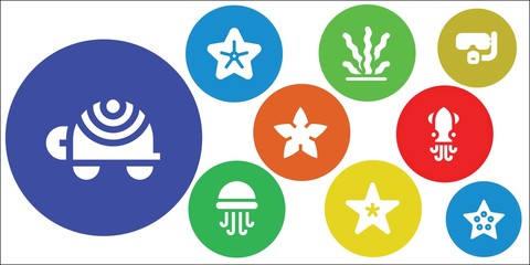 Modern Simple Set of underwater Vector filled Icons