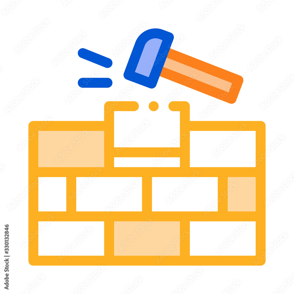 Poster installing brick icon vector. outline installing brick sign. color isolated contour symbol illustrat