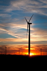 Fototapeta na wymiar A wind turbine producing clean, renewable energy for the Midwest.