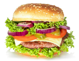 fresh tasty burger isolated on white background