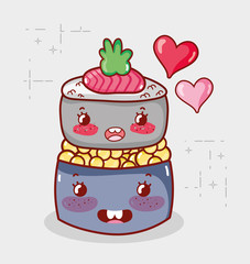 kawaii sushi roll caviar food japanese cartoon, sushi and rolls