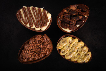 Chocolate egg with filling of brigadeiro for Easter