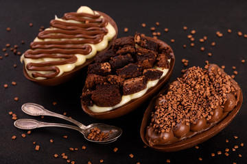 Chocolate egg with filling of brigadeiro for Easter