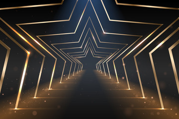 Gold star arcs road with light effect