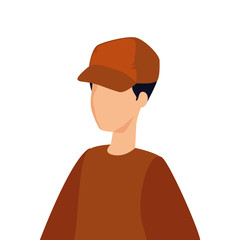 young man with cap avatar character vector illustration design