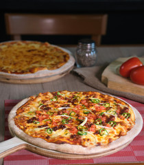 pizza on the table Mexican with chili