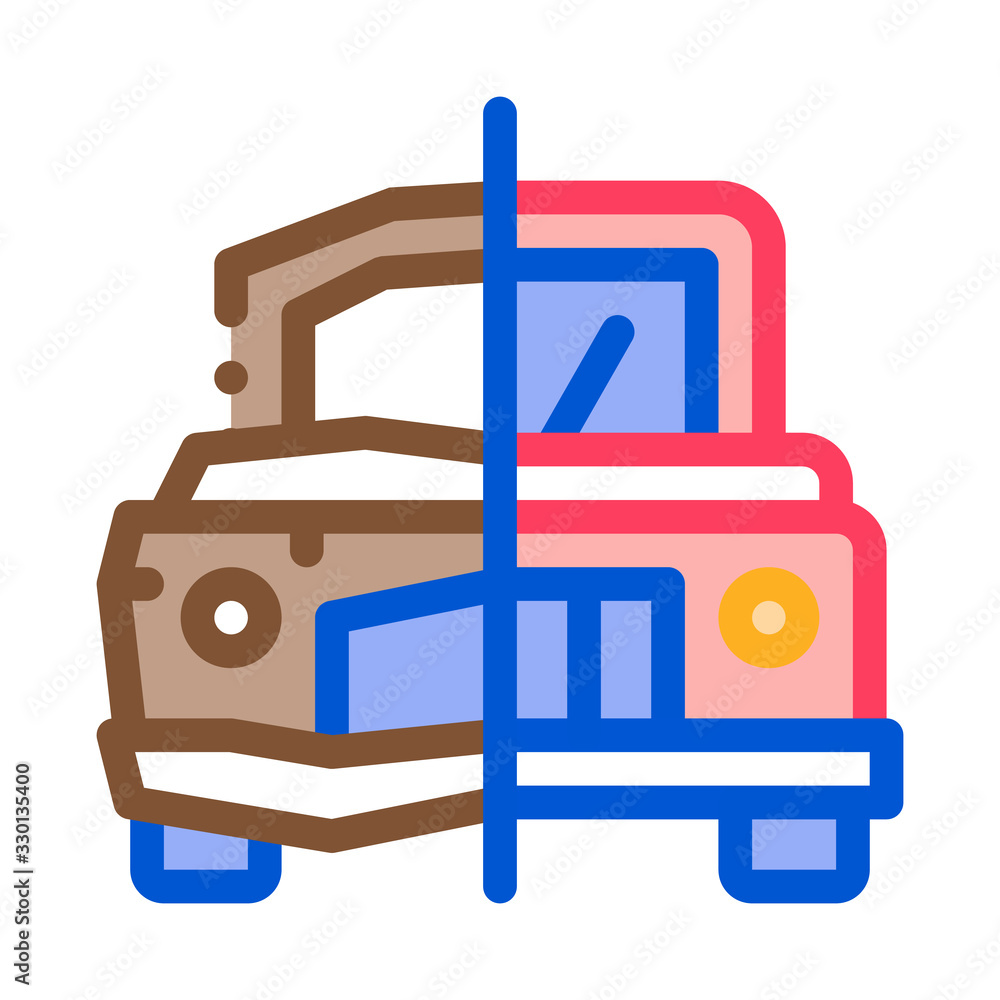Poster crashed and fixed icon vector. outline crashed and fixed sign. color isolated contour symbol illustr