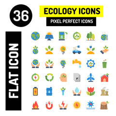 36 Ecology flat icon, Modern ecology icons set, vector Illustration.