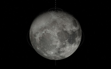 3D Illustration Rendering. Earth's Full Moon Glowing On Black starfield Background. Australian View