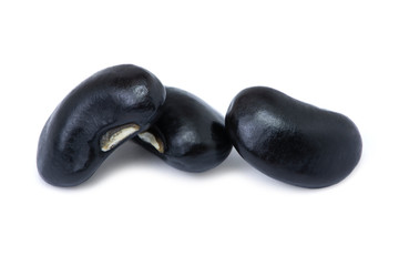 Closeup black bean or mungo vigna isolated on white.