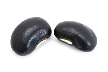 Black bean isolated on white background.