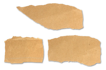 Set of paper different shapes scraps isolated on white background with clipping path.
