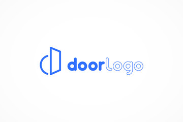 Simple Line Letter D Door Logo. Usable for Business, Architecture, Construction and Building Logos. Flat Vector Design.