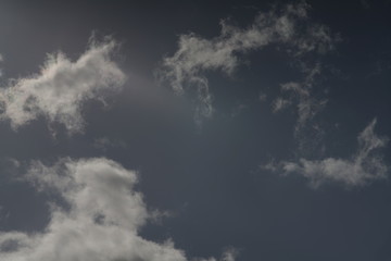 Sky with clouds seen against the sun during bad weather