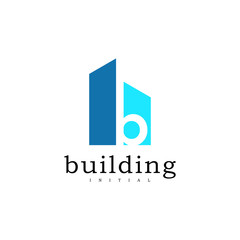 B initial logo concept with building template vector