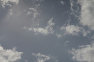 Sky with clouds seen against the sun