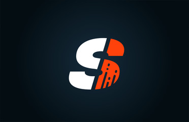 alphabet white orange blue letter logo S icon design for business and company