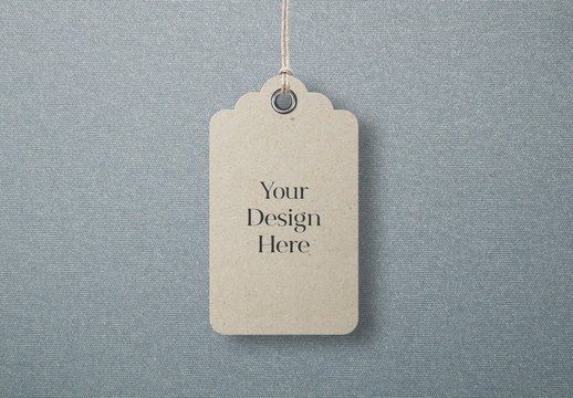 Decorative Clothes Label Tag Hanging on Twine Mockup