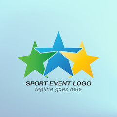 three stars Sport Logo Template