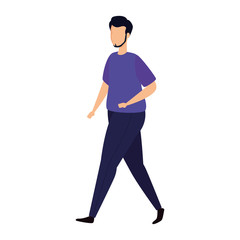 young man walking avatar character vector illustration design