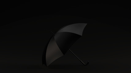 Black Umbrella Black Background 3d illustration 3d render	