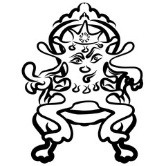 malicious virus or microbe sits on a throne in the crown and pokes a finger