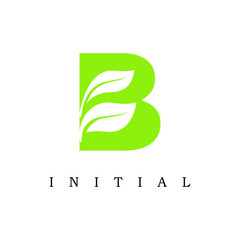Letter B eco leaves icon design template elements