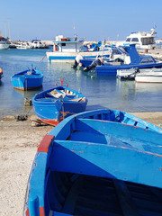Small fishing boats in a harbour of Savelletri